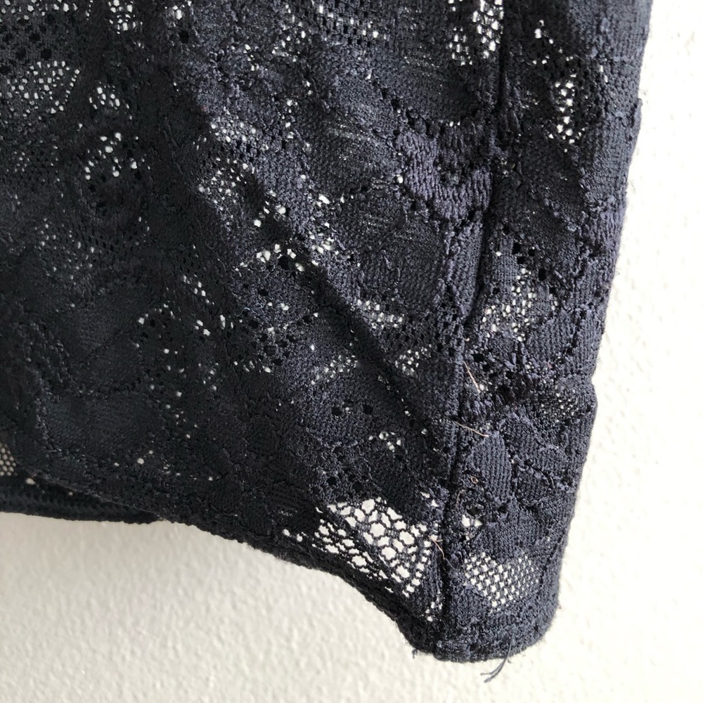 Talula Aritzia Black Floral Lace Long Sleeve Scoop Neck Mini Dress M - Picture 12 of 13